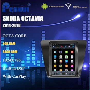 Tesla de DVD do Carro do Skoda Octavia (2014-2016) auto-Rádio Multimédia Player de Vídeo de Navegação GPS Android 10.0 PARA a VOLKSWAGEN