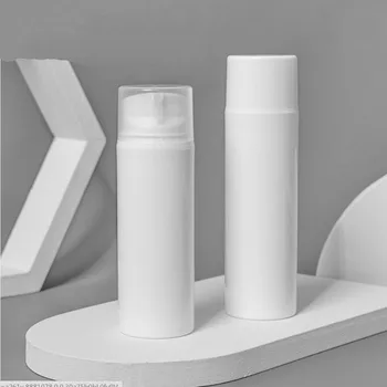 120ML de plástico branco airless garrafa,branco/tampa transparente para loção/emulsão/soro/creme/alvejante líquido/fundação de embalagem
