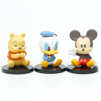 3Pcs de Disney dos desenhos animados de Pato Donald, Mickey Mouse Urso Pooh Kawaii Figuras de Ação, Brinquedos, Decoração de Bolo de Bonecas Para Crianças Presentes