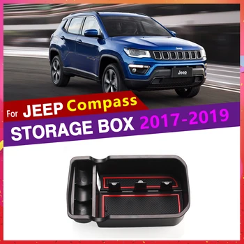 Auto de Armazenamento de Caixa de Organizar a Arrumação Tyding Centro de Titular para o Jeep Compass 2017 2018 2019 MK2 2nd Gen Interior do Carro Bens Adesivos