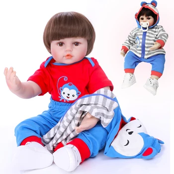48 Cm 20 Polegadas Renascer Boneca Boy Realístico em Silicone Macio Simulação Criança Babes Artesanal de Brinquedos para Crianças, Presentes de natal