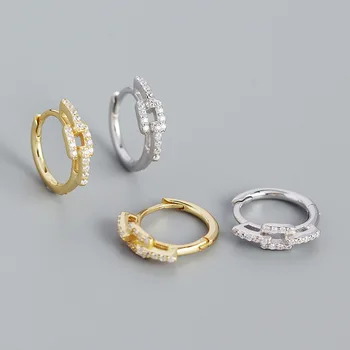 Europeus e Americanos de Luxo S925 Prata Ins Metal Vento Embutidos de Diamante Anel Orelha a Orelha Fivela de Prata Antiga Ouvido Ornamento Feminino