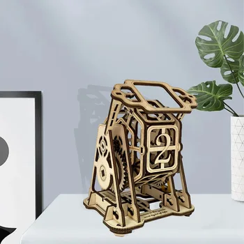 3D de madeira, quebra-cabeça de transmissão mecânica modelo DIY para crianças, quebra-cabeça criativa de descompressão brinquedos