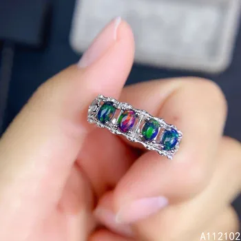 KJJEAXCMY fina prata esterlina da jóia 925 embutidos natural preto opala menina da moda de nova pedra preciosa anel de teste de apoio de estilo Chinês