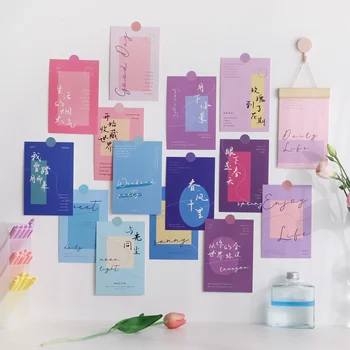 Ins Colorido Bloco Chinês Bênção Cartão Postal De Fundo Adesivos De Parede Diy Decorativos Cartões De Foto Adereços Estéticos Cartão De 30 Folhas