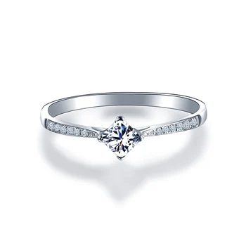 ZHJIASHUN Clássico 14k 585 Ouro Branco Halo de 0,34 cttw Real de Diamante Natural Anéis de Casamento Bandas de Jóias Para as Mulheres