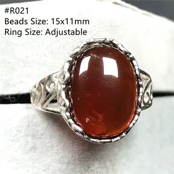 Natural Garnet Ring Para as Mulheres Senhora Homens Cura Sorte Dom 15x11mm Grânulos de Prata de Pedra de Cristal de Reiki pedra preciosa Anel Ajustável AAAAA