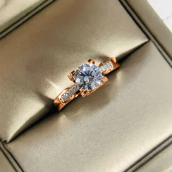 585 roxo de ouro 14K ouro rosa praça de pedra preciosa incrustada anéis para as mulheres envolvimento de luxo requintado festa de casamento jóias de presente