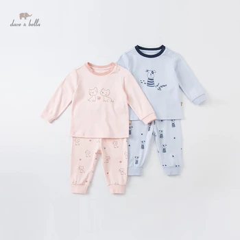 DBJ20551 dave bella inverno do bebê moda unissex cartoon impressão pijama bebê recém-nascido cueca casuais, pijamas 2 pcs terno