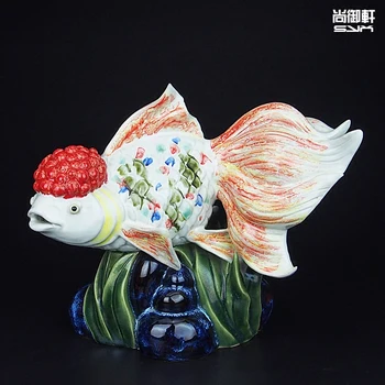 Shiwan boneca de cerâmica animal artigos Sorte porta do peixe sala de jantar a decoração de mestre de ofício boutique presentes