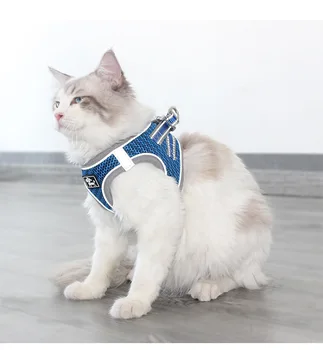 Novo Animal De Tração Da Corda Respirável Macio Gato Tração Da Corda Reflexiva Cinta De Peito De Andar De Gato Corda Atacado
