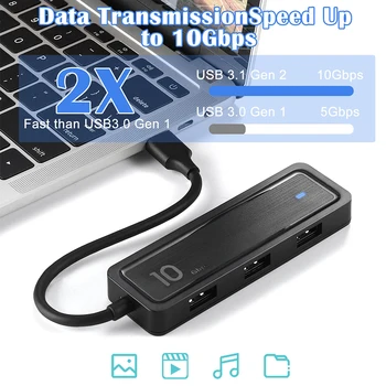 10Gbps Tipo C para USB 3 2 Adaptador de Rápida Transmissão de 6 em 1 Cartão de Memória de Plástico Reutilizáveis Hub Reunião de Palestra do Conversor