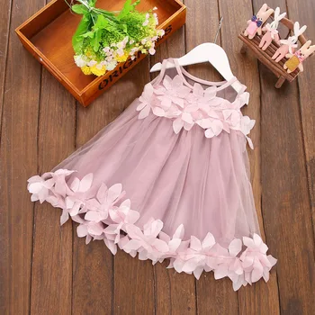 Verão de 2020 Casual Baby Girl Dress Criança Menina Princesa Vestidos de Flor sem Mangas Bonito Vestido de Noiva Para o Bebê, roupas de Menina