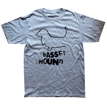 Engraçado Basset Hound Dog T-Shirts Gráfico de Algodão Streetwear de Manga Curta-O-Pescoço Harajuku T-shirt Mens Vestuário