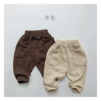 O coreano de roupas infantis outono e inverno para crianças de algodão e cânhamo Calças de Meninos e meninas' bolha faixa menino de calças