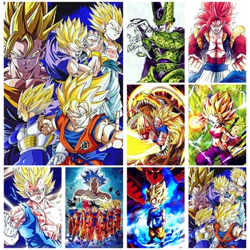 Tela de Pintura Anime Dragon Ball Goku, Son Goku Lona Cartaz Imagem Arte de Parede Mangá de Pintura Decorativa para Decoração de Casa Moderna