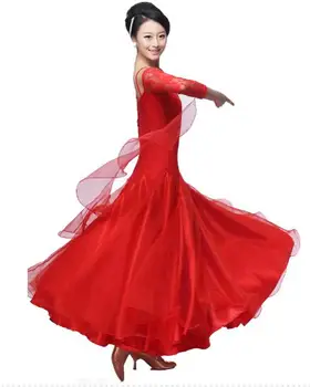 plus size vermelho cor-de-rosa preto Salão de baile Vestido de Viena padrão de salão plus size dança de salão vestidos de trajes de tango