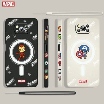 Marvel Bonito Herói dos desenhos animados Por Xiaomi POCO X3 NFC F3 GT M4 M3 M2 Pro C3 X2 Silicone Líquido Esquerda Corda Caso de Telefone Coque Capa Fundas