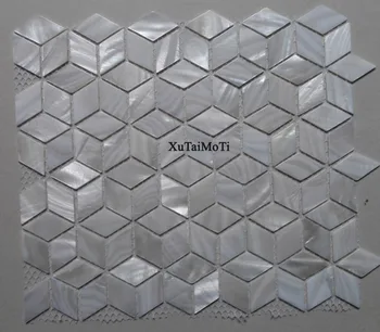 11pcs Losango branco shell de telha de mosaico de madrepérola casa de banho cozinha de PLANO de fundo de parede de azulejo de mosaico de decoração de papel de parede