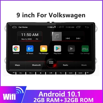 2 Din Android 11 auto-Rádio 9 Polegadas, Bluetooth 2G +32G WIFI Multimedia Player de Vídeo do Carro de Áudio Estéreo Para VW/SKODA/SEAT