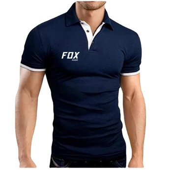 Novos Homens de camisa de polo para RiderFox de manga curta verão Camisetas de Alta Qualidade camisas Esportivas Superior Tees Vire para baixo de Gola polo XS