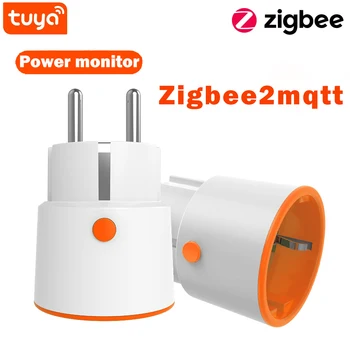 Tuya Inteligente Zigbee 3.0 Plugue de Alimentação 16A UE Tomada 3680W Medidor de Controle Remoto Funciona Com Zigbee2mqttt e Casa de Assistente de Tuya Hub