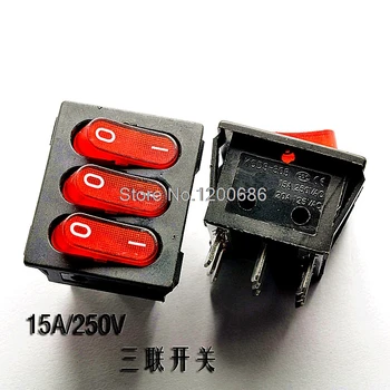 Triplo Caldeira Mudar KCD4 Interruptor Vermelho 9-pin 15A / 250V