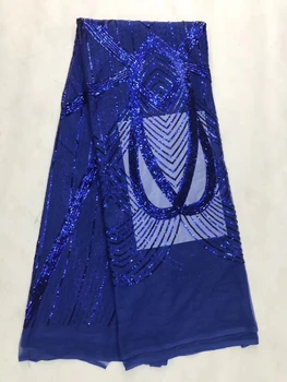 Azul Africana Laço de Tecido de Alta Qualidade Guipure Laço de Tule francês Bordado de Malha de Tecido de Renda para a África do Casamento Tecido KJL9714A