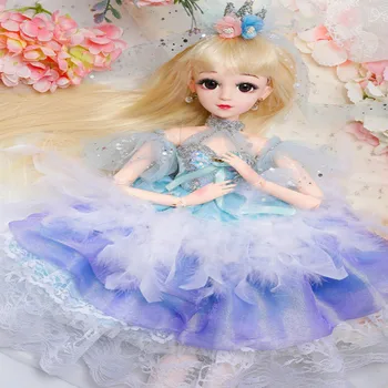 Novo 60cm de 20 Articulações Móveis Pele Branca Bjd Bonecas Vestido de Princesa Menina Brinquedos 3D Olhos Roupas Calçados Acessórios BJD Boneca de Brinquedo Para Menina