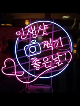 Sinal de néon Para o coreano Selfie Estúdio Tiro Comercial de Cerveja Lâmpada Coração de Arte de Luz Hotel Store Loja de Jantar e café Impacto Atrair a luz