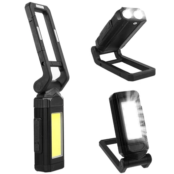 DIODO emissor de Luz de Trabalho Lanterna Portátil Impermeável de Carregamento USB Dobrável COB Lanterna Luz de Emergência Magnética Holofote Exterior