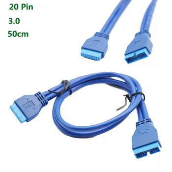 USB 3.0, placa-Mãe De 20 Pinos Macho Para 20P Fêmea Cabeçalho de Extensão do Adaptador de Cabo de ligação Cabo de 50 cm/1,5 pés