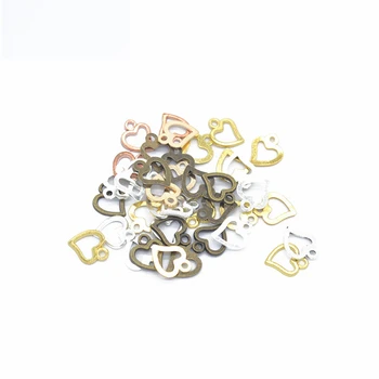 500pcs 10x8mm Liga de Metal Oco Coração Encantos Pingente de DIY Artesanal de Acessórios Para confecção de bijuteria