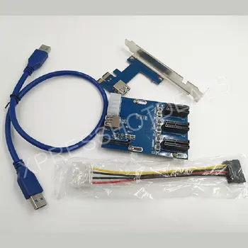 PCI-E 1X Kit de Expansão de 1 a 3 Portas de Switch Hub Multiplicador de Riser Card USB 3.0