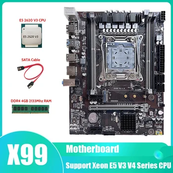 X99 placa-Mãe LGA2011-3 placa-Mãe do Computador Suporte ECC RAM DDR4 Com E5 2620 V3 CPU+4GB DDR4 2133Mhz RAM+Cabo SATA