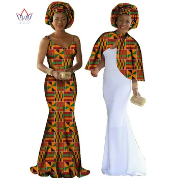 2022 Nova Africano Vestido estampado-se Dashiki, feminino 2 Peças Conjunto de Impressão de Grande Cabo & Sereia sem Mangas Vestido Maxi Vestido Plus Size WY140