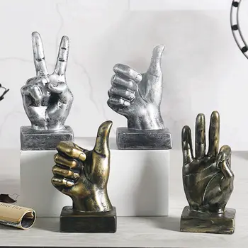 Resina Moderno Gesto De Mão Escultura Ornamento Estatueta Estátua Dedo Arranjo De Casa De Café, Loja De Decoração De Adorno Acessórios