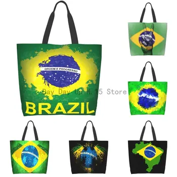 Bandeira Do Brasil De Grande Capacidade De Compras De Supermercado Sacola Para Senhoras