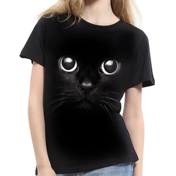 Novo Fresco Blusa Para Mulheres 3D Gato Impressão de Manga Curta Verão Tops Tees Amantes Unisex Blusa Plus Size