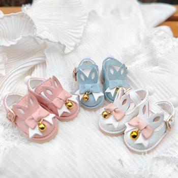 1/6 bjd boneca yosd coelho sapatos, Bonito 1/6 branca/rosa/azul sapatos de desenhos animados pequenos sapatos de couro