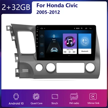 2Din Android 11 auto-Rádio Multimédia MP5 Player Para Honda Civic 2005-2012 Carro de Navegação GPS de 10,1 Polegadas de Vídeo do Carro do Jogador