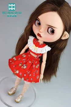 Blyth roupas da Moda cereja correia saia terno para 28-30 cm Azone OB23 OB24 boneca acessórios