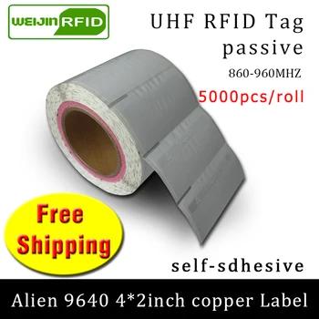 Etiqueta da freqüência ULTRAELEVADA RFID etiqueta Alienígena 9640 papel revestido EPC6C 915mhz868mhz860-960MHZ H3 5000pcs frete grátis adesivo etiqueta RFID passiva
