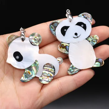 Natural da Mãe de Pérola Shell Encantos de Moda Artesanal Conchas de Animais do Panda Pingente para Mulheres, Homens DIY Colar de Fazer a Jóia de Presente
