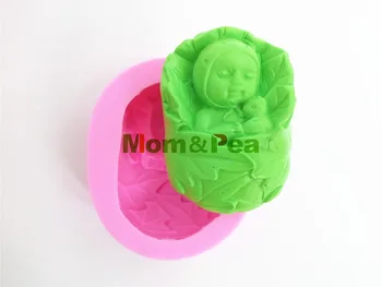 Mom&Pea 0417 Frete Grátis Folha do Bebê de Silicone Sabão Molde a Decoração do Bolo Fondant de Bolo 3D de Moldes de Silicone de Grau Alimentar Molde