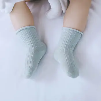 Cor sólida faixa meias de meninos de outono inverno de algodão respirável infantil de crianças meias de desporto de crianças meias de criança do bebê legwarme