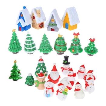 24pcs de Natal, Enfeites de Resina Boneco de neve Elk Estatuetas em Miniatura Mini Casa de Decoração de Casa de Fada Acessórios para Jardim, B03D