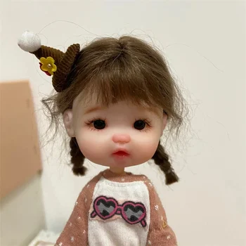 OB11 Boneca de Cabeça de Barro 1/8 BJD Boneca Cabeça Artesanais Kawaii Rosto Triste 3D Olhos Mini Realistas Boneca DIY Boneca de Presente Criativo Menina Brinquedos