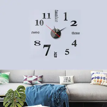 Tiktok Líquido Vermelho Digital Creative DIY Relógio de Parede Sala de estar, Família de Quartzo Relógio de Parede Soco Livre Acrílico Relógio Relógios