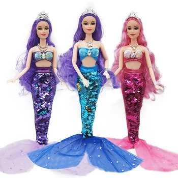 30cm 1/6 BJD Boneca Sereia de Lantejoulas Saia rabo de peixe a Moda de Roupas de Boneca Princesa 11 Ball Jointed DIY Vestir Brinquedos Para Meninas